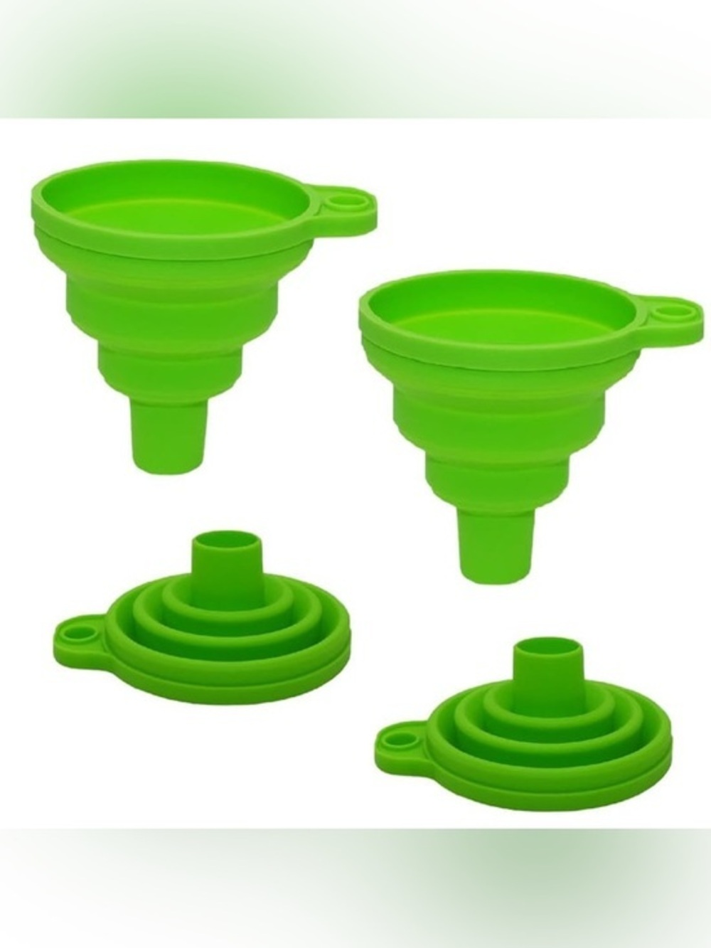 Set of 2 Collapsible Silicone Funnels | Kitchen & Travel Folding Pour Funnels